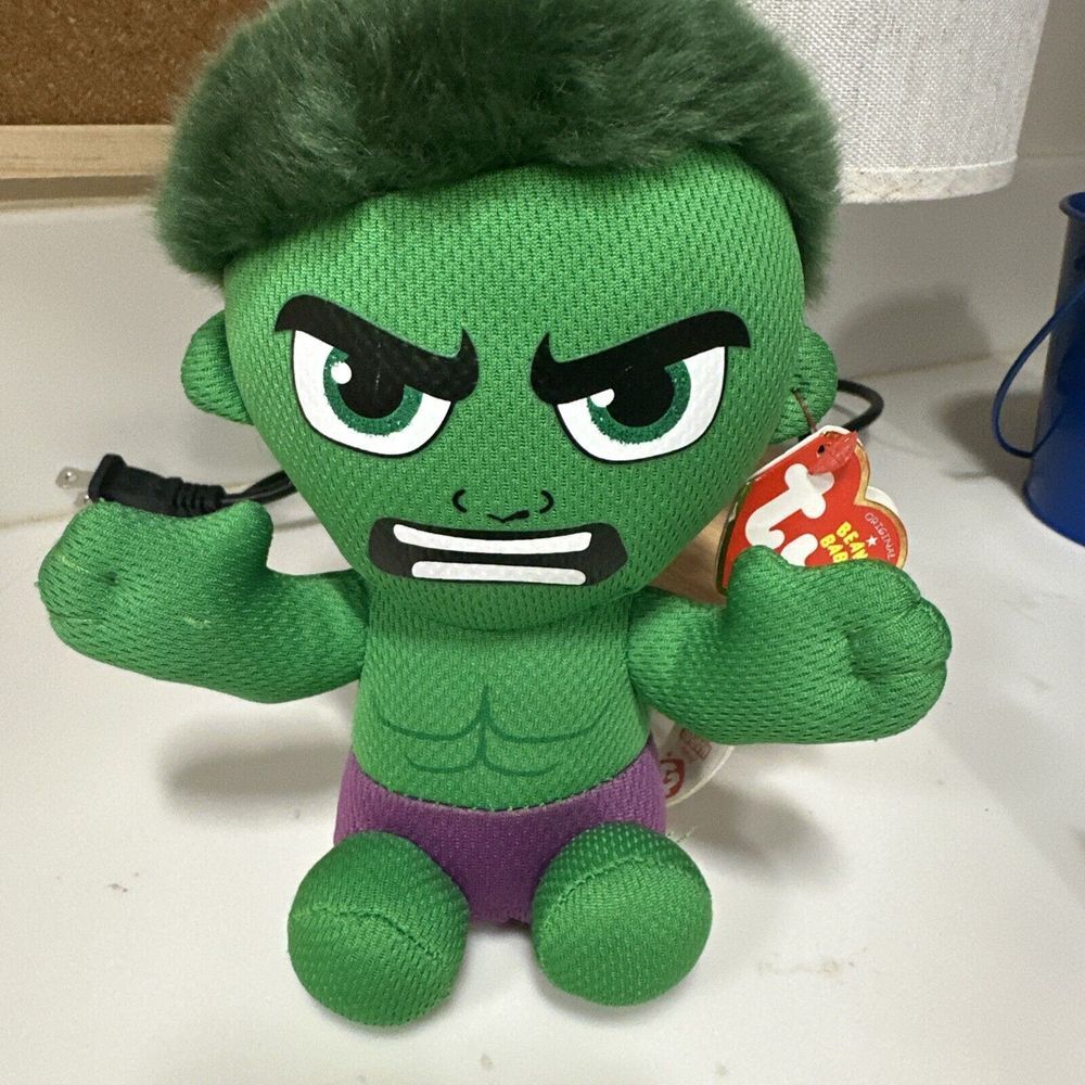 TY Beanie Babies The Hulk Marvel Plush NEW‎ 2017 Tags Film TV 6in Small Sprout